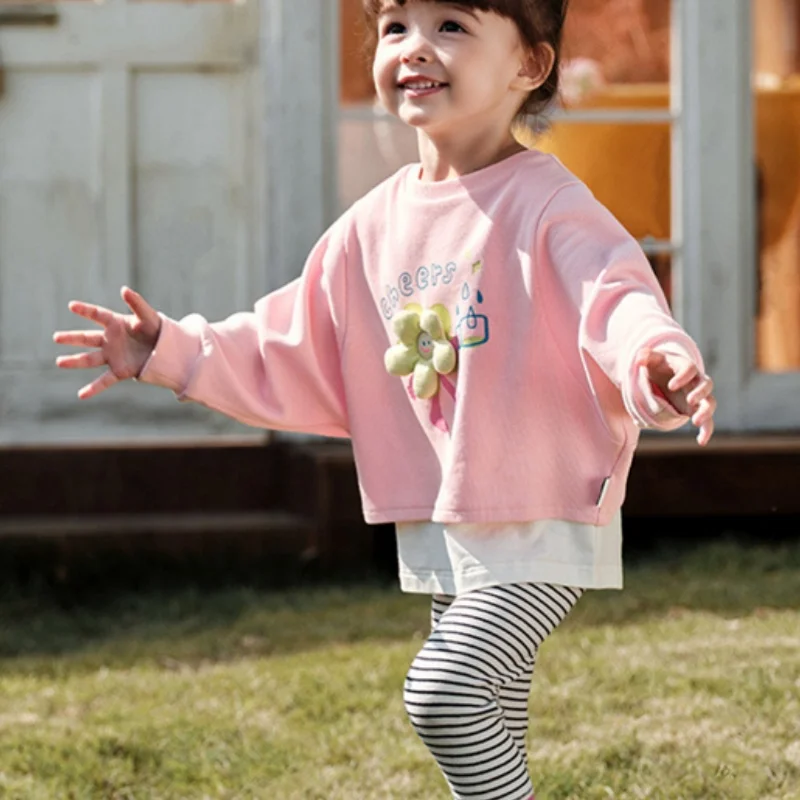 

Girls Sweatshirts +Pants Kids Suits 2PCS/Set Cotton 2024 Flowers Spring Autumn Cotton Tracksuit Sport Suits Children Clothing