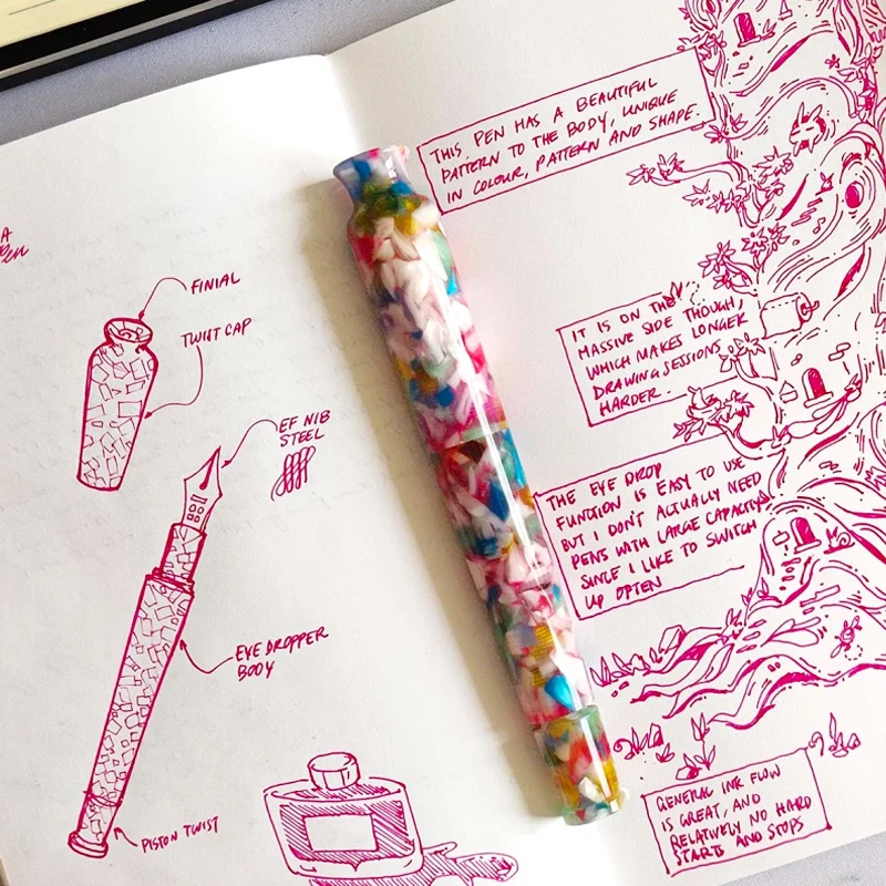 

OPUS 88 FLORA Drip-in Ink Fountain Pen Large Notebook No. 6 Tip EF F M 0.7 2.3mm Nibs Pens for Writing Office Luxury Stationery