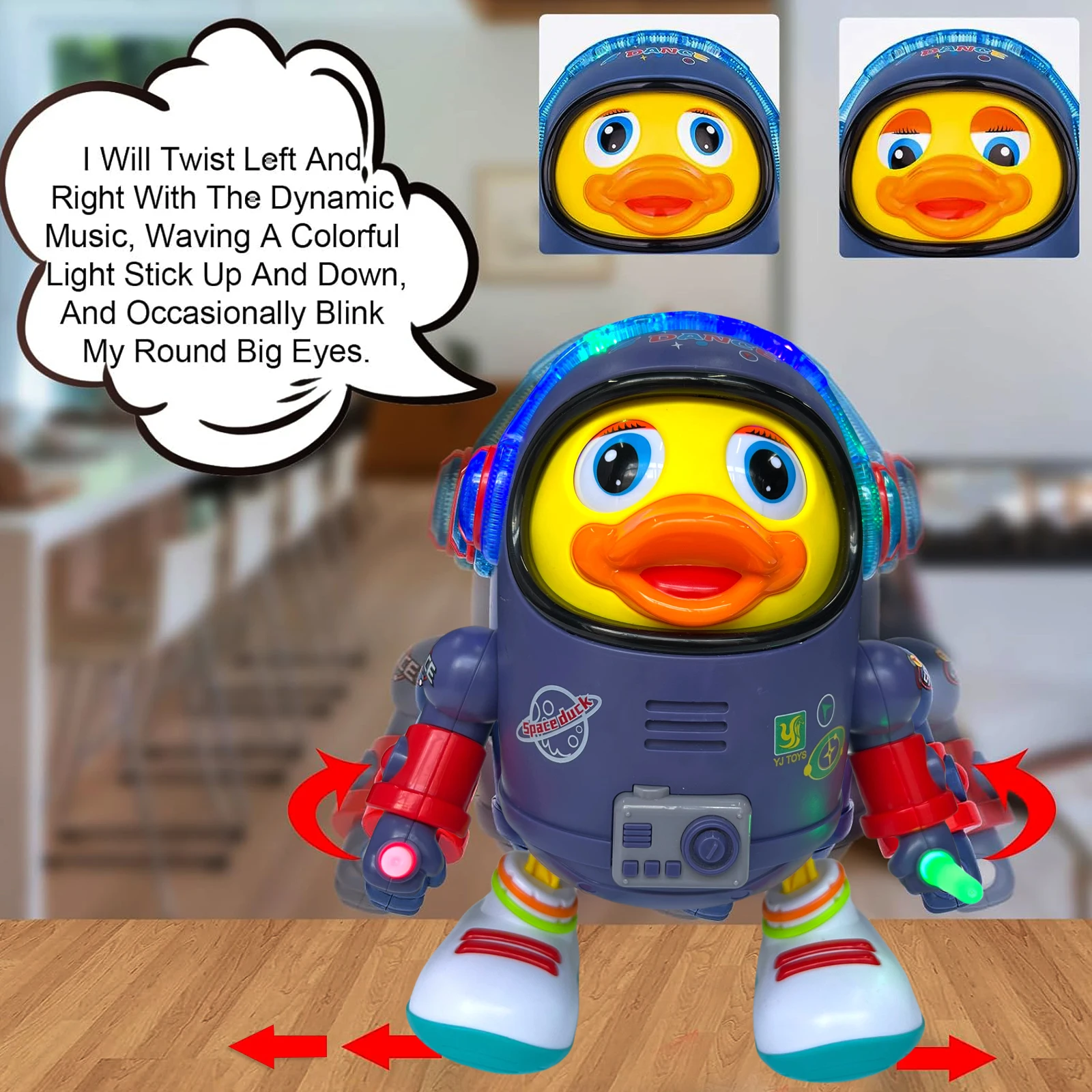 Crianças dançando bonito universo pato brinquedo divertido, música colorida, dança automática com luzes, brinquedos de presentes de feriado de natal