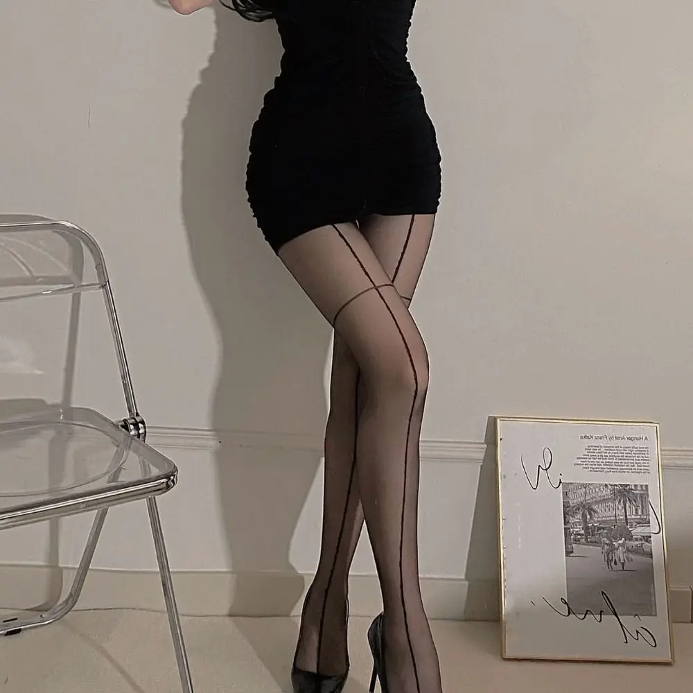 Elastic Transparent Pantyhose Fashion Ultra-thin Korean Style Women Tights Leggings Stripe Stockings Girl