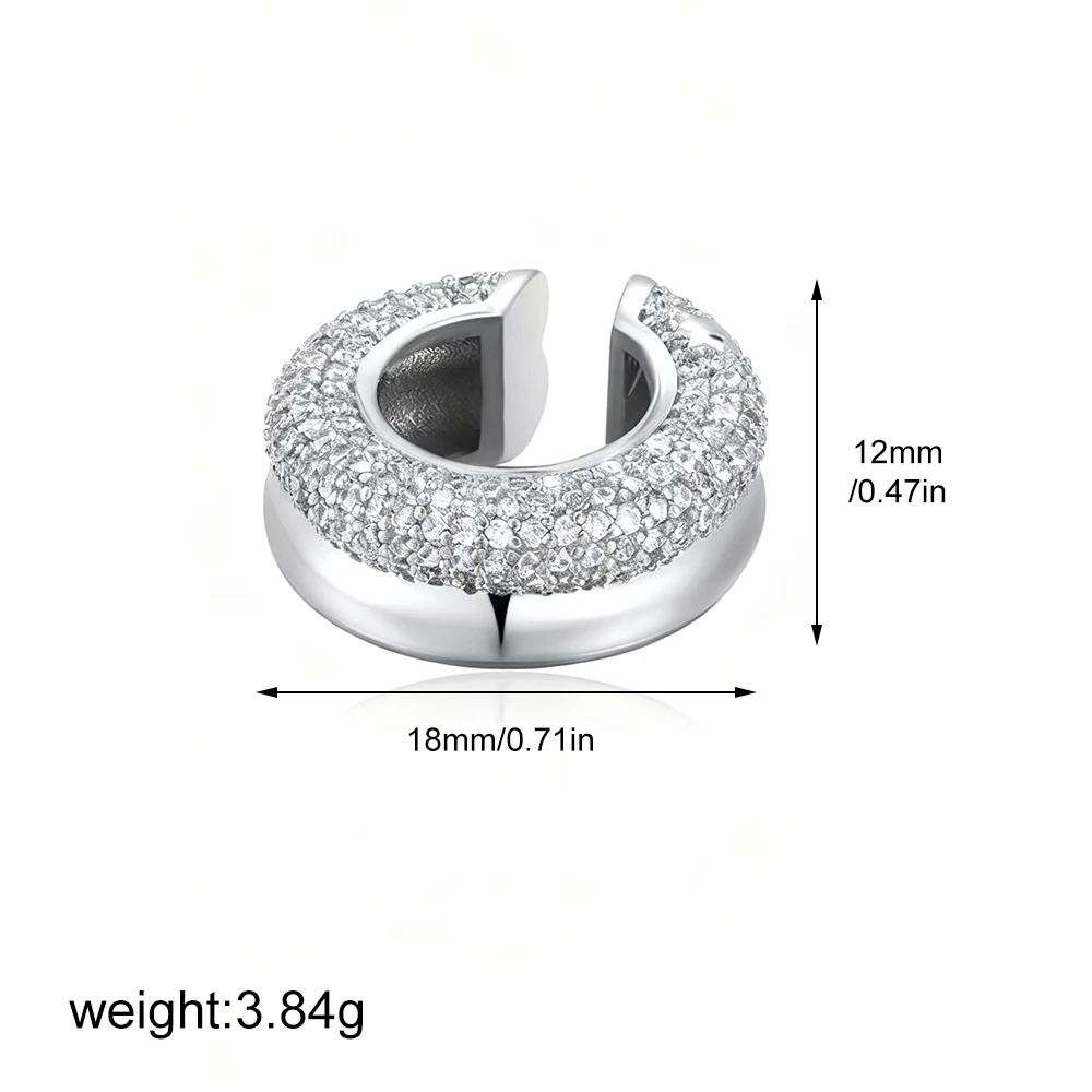 1 stücke Zarte CZ Zirkon Doppel Schicht C-form Chunky Manschette Ohrringe Edelstahl Kein Piercing Knorpel Ohr Clip luxus Schmuck