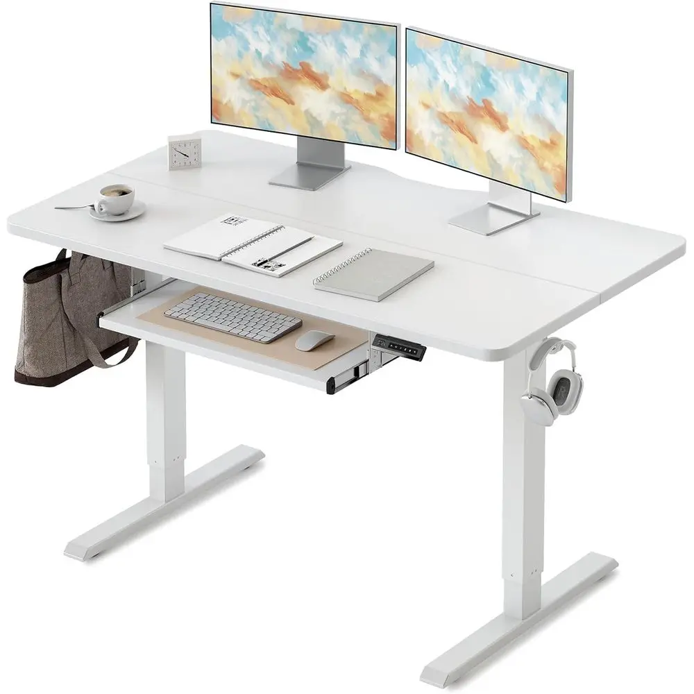 

Ergonomic 48 x 24 Adjustable Height Sit-Stand Desk with Memory Presets for Home Office, White