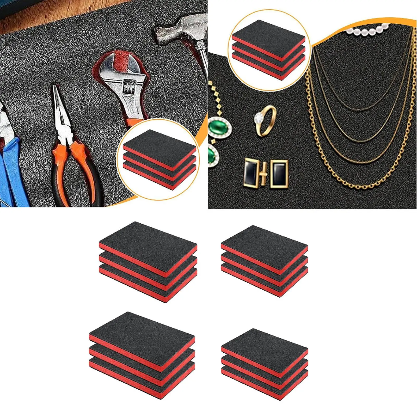3x Tool Box Foam Inserts Shockproof Cuttable Easy to Use Professional Tools Foam Sheets Removable for DIY Crafts Toolbox Padding