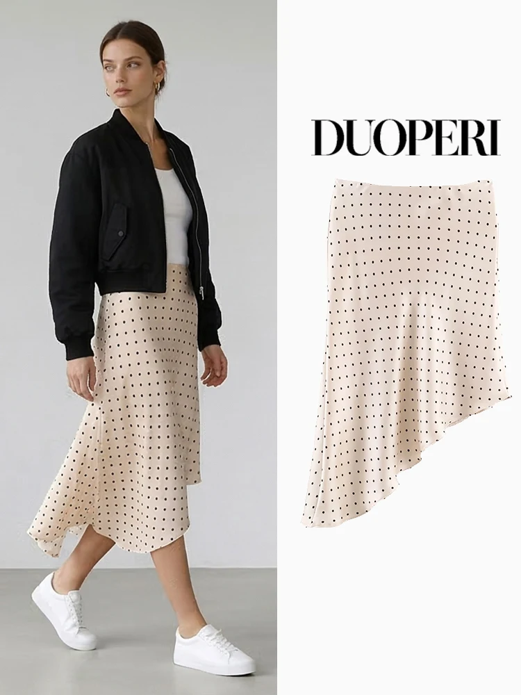 

Женская модная асимметричная плиссированная мини-юбка DUOPERI в горошек, винтажная, с высокой эластичной талией, шикарная женская юбка