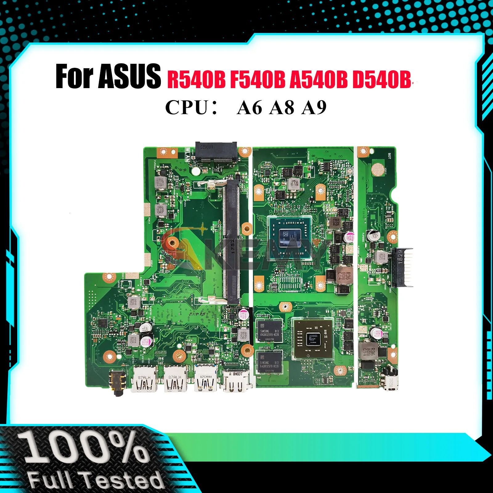 

X540BP Laptop Motherboard For ASUS VivoBook F540B D540B X540BP R540B A540B X540B Mainboard With A6 A8 A9 CPU 100% tests OK stk