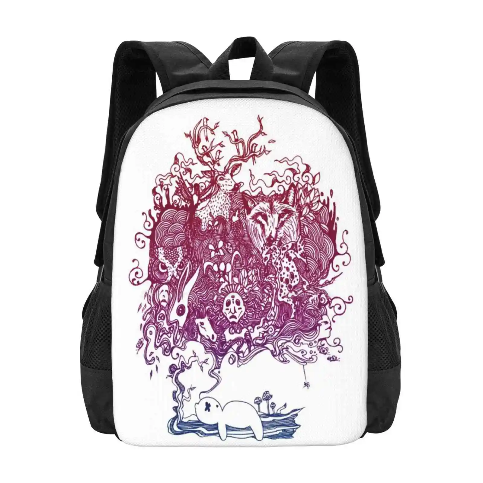 Dreaming Bear School Bags Travel Laptop Backpack Warp Trippy Indie Retro Cool Psychedelic Bear Swirls Designer Dream Lsd