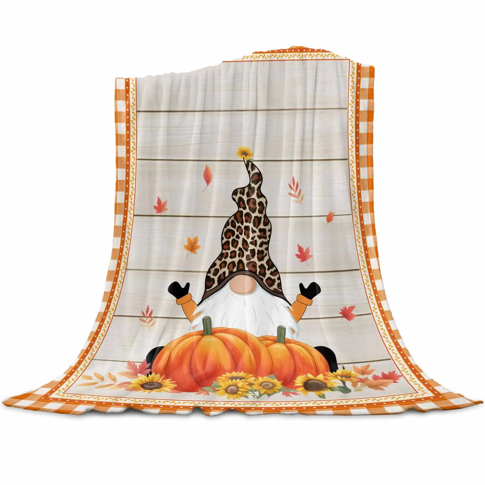 

Farmhouse Autumn Gnome Throws Blankets for Sofa Bed Winter Soft Plush Warm Family Friends Holiday Gifts