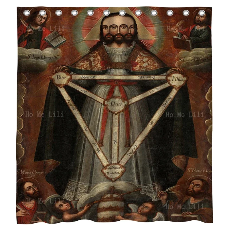 The Sacred Heart Of Jesus Gods Love Garland Divine Mercy Prayer Three Godheads Trifacial Shower Curtain By Ho Me Lili