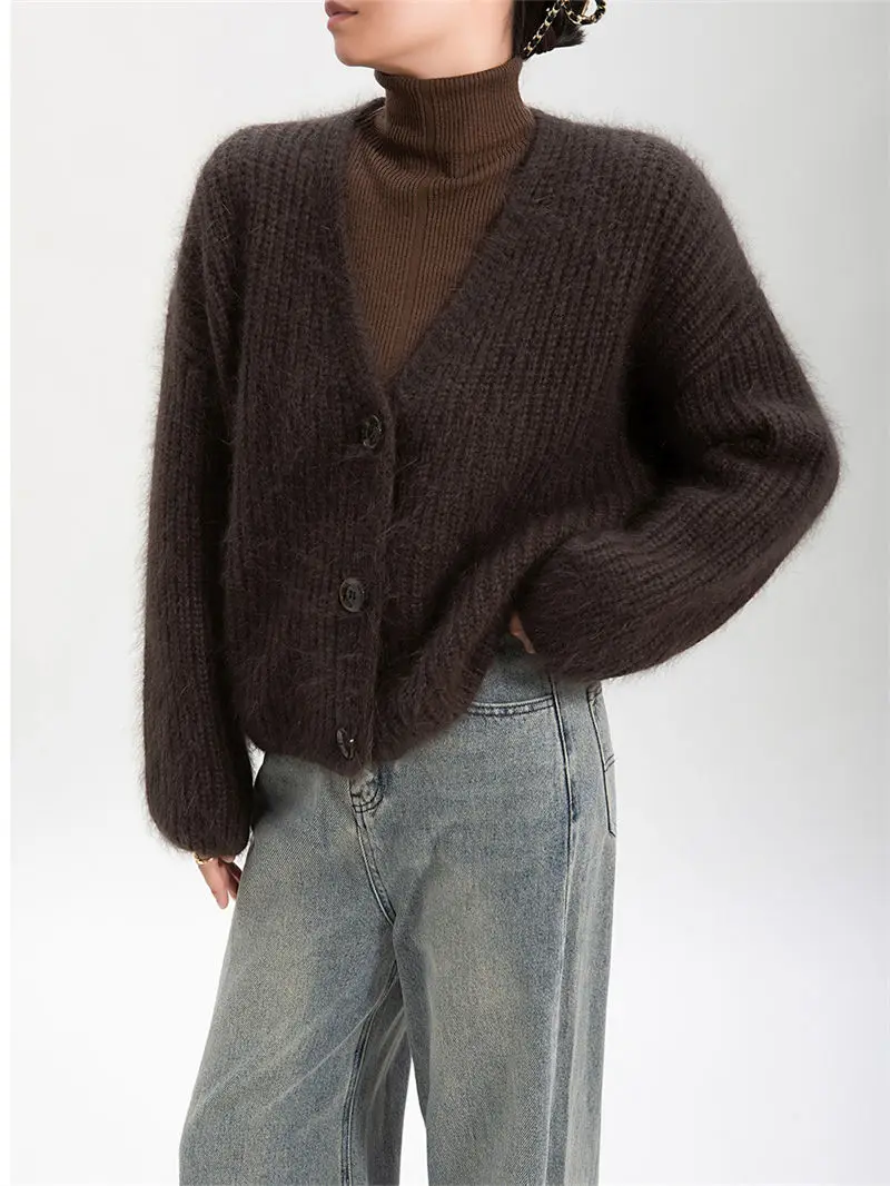 

Женственный темпераментный фиолетовый свитер в западном стиле, шаль, ленивый стиль, толстый вязаный кардиган с длинными рукавами, куртка