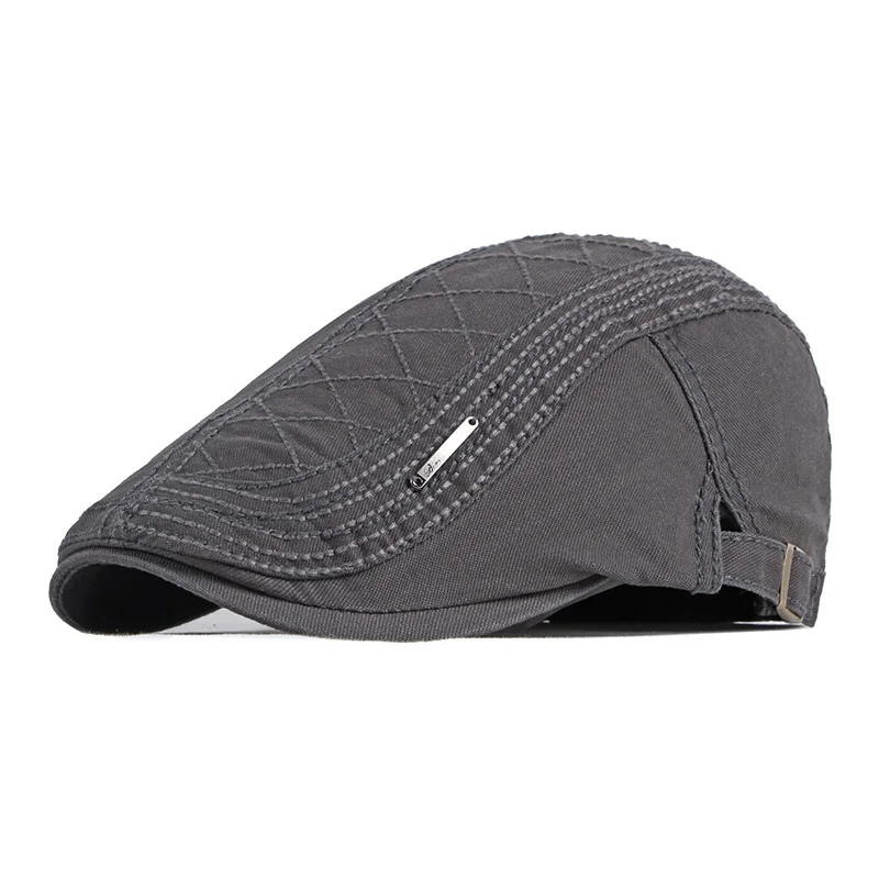 Boina plana informal para hombre y mujer, gorro de algodón puro con visera, color liso, para primavera y verano