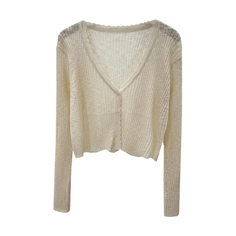 سترة نسائية قصيرة محبوكة من الحرير الجليدي للحماية من الشمس، تنورة رقيقة للصيف والخريف بحمالات، سترة شاش ذات طبقات