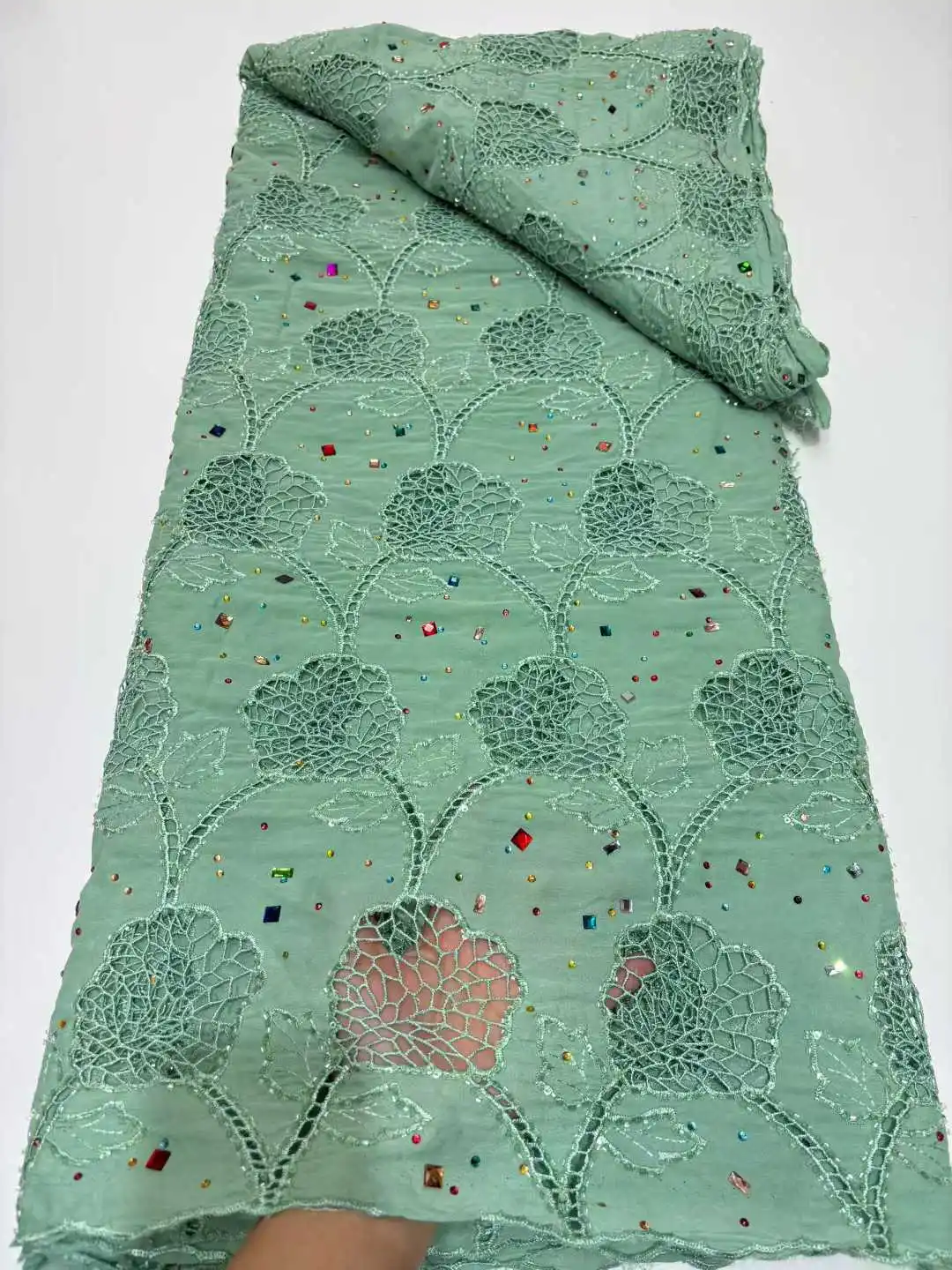 New Nigerian Stones Net Lace Fabric High Quality Lace African Tulle Material 5 Yards Net Tissu Fabric Sewing Party Dress