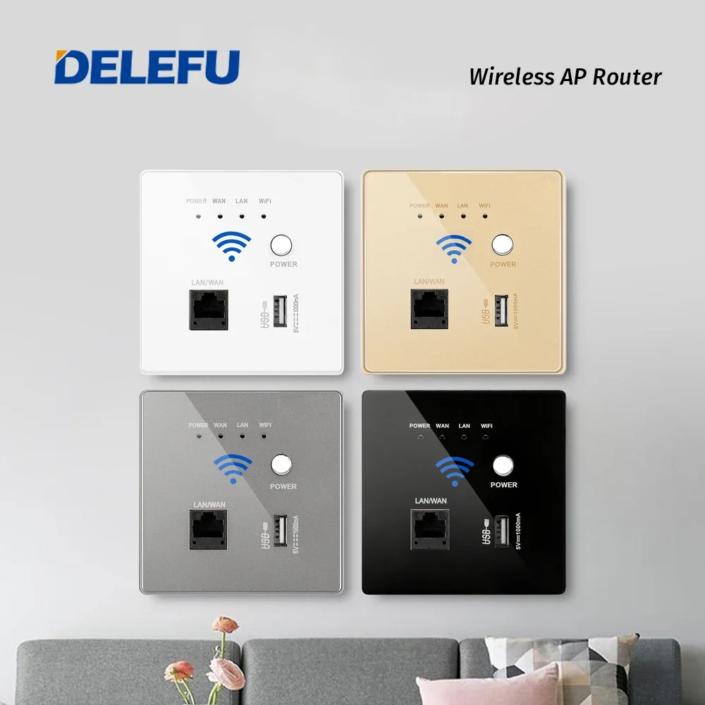 4 Colors 300M Acrylic USB Socket Wifi Ap Wall, Embedded WiFi Repeater Wifi Amplifier Signal Wifi Extender Network Wi-Fi Booster