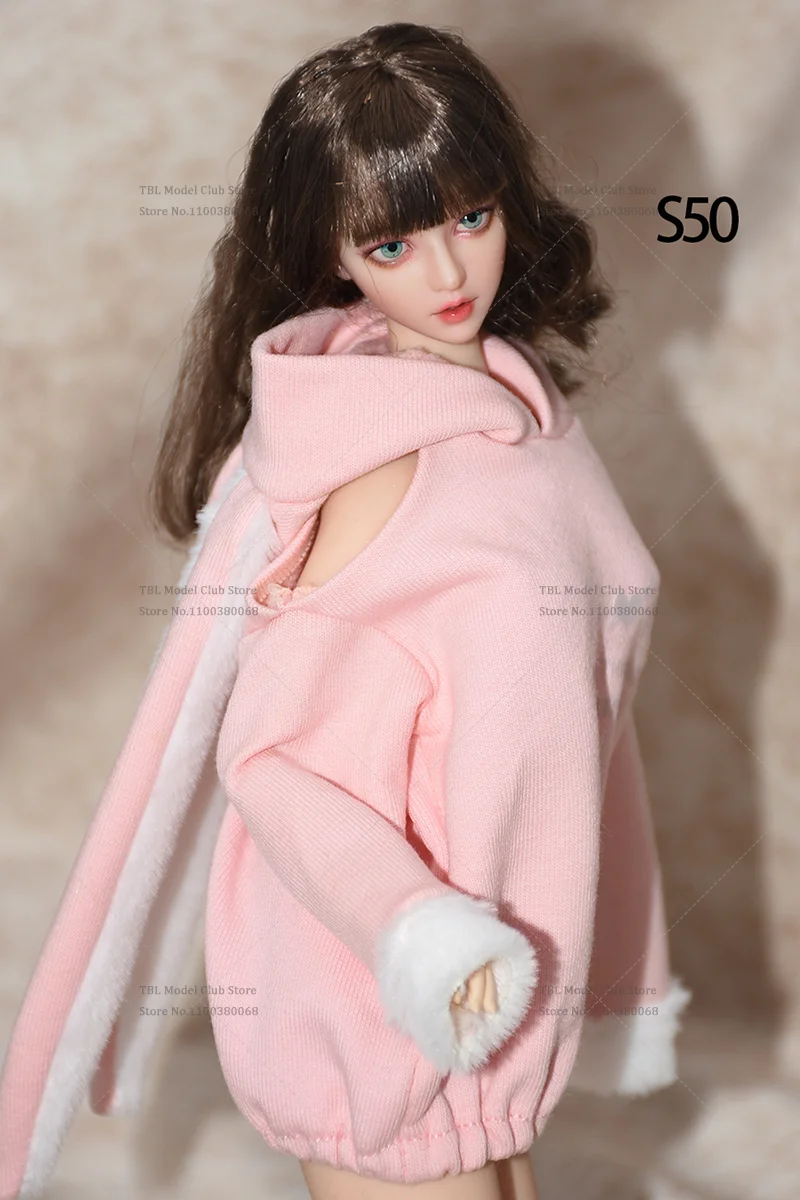 S50 S52 1/6 Scaleเสื้อผ้าหญิงStarกระต่ายหูสีขาวปิดไหล่ฤดูใบไม้ผลิHoodieสําหรับ 12 นิ้วTbleague Action Figureทหาร