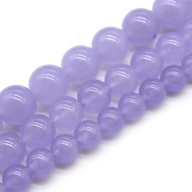 Perles Rondes en Pierre Naturelle de Verre, Calcédoine de 4, 6, 8, 10 et 12mm, Taille au Choix, pour Bijoux de Direction, Bracelet et Collier à Faire Soi-Même