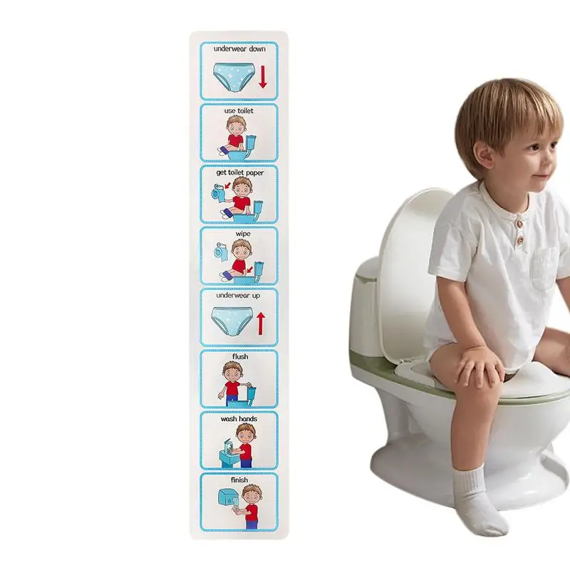 Potty Chart Visual Wall Planner Potty Training Visual Schedule Toilet Monitoring Chart Sticker Step-by-Step Toilet TrainingChart