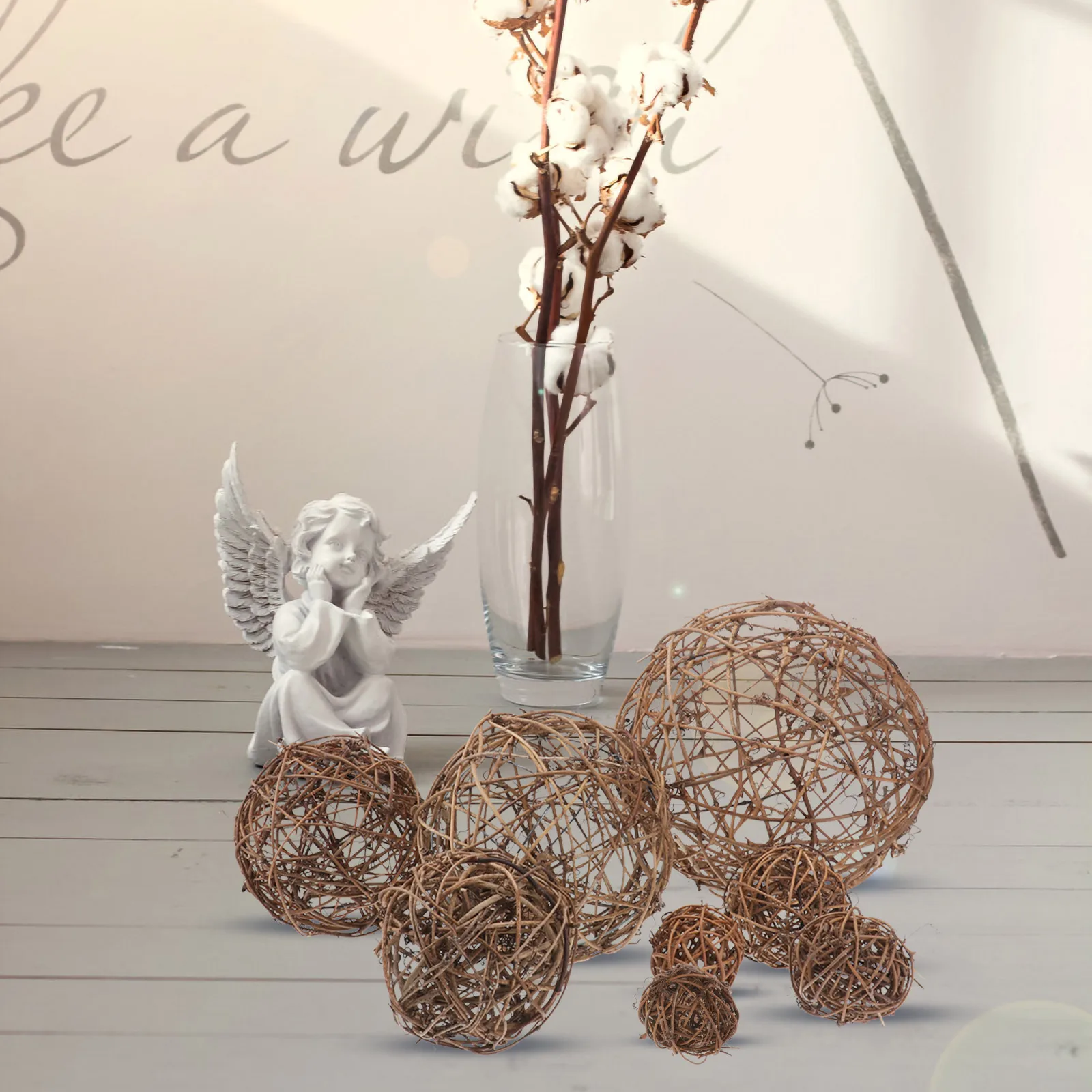 

8 Pcs Rattan 5cm 6cm 8cm 10cm 12cm 15cm 20cm Decorative Party Wedding Christmas Home Scene nament Decoration