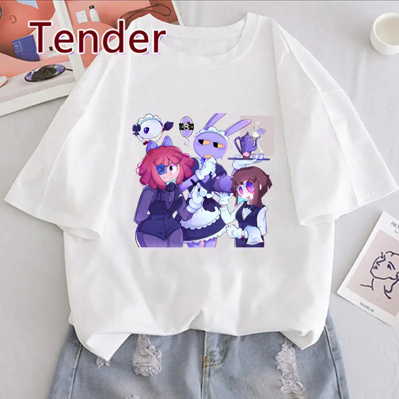 Harajuku Women's Tshirt The Amazing Digital Circus Print Oversized T Shirt Cool Cartoon Casual T-shirt Funny Streetwear Tops