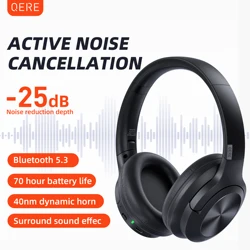 Słuchawki bezprzewodowe słuchawki QERE E80 bluetooth 5.3 ANC redukcja szumów Hi-Res Audio ponad zestaw słuchawkowy 70H 40mm Driver2.4G