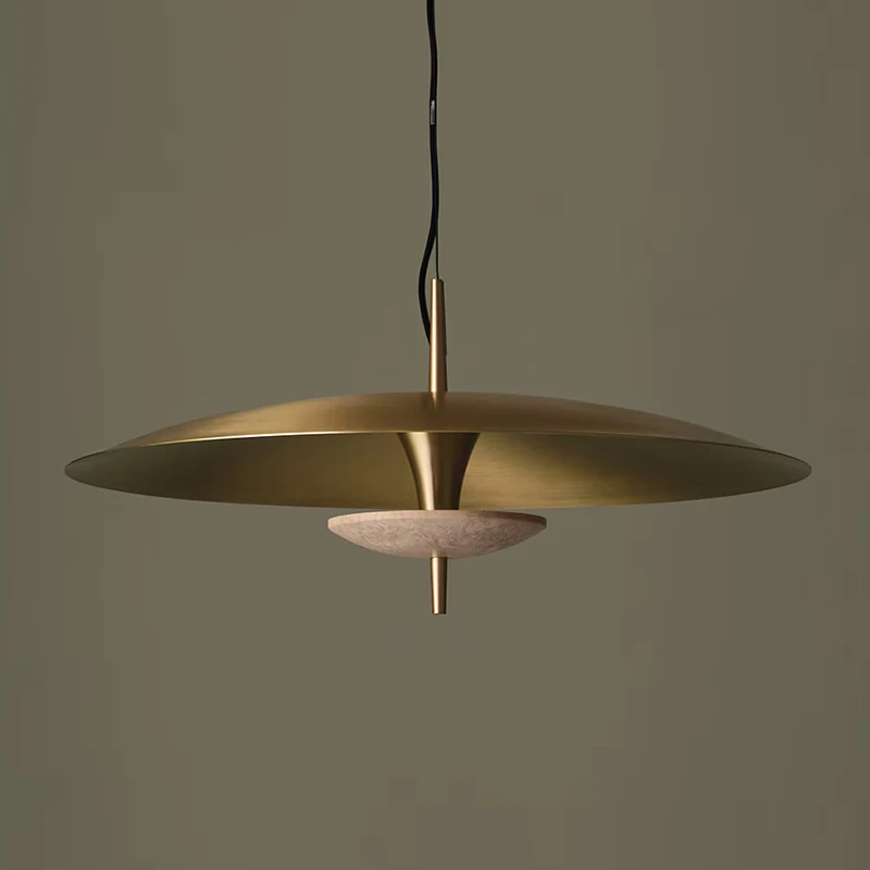 Nordic Retro Iron Round Pendant Light Modern Exhibition Hall Coffee Shop Study Room Living Room Dining Table Marble Hanging Lamp