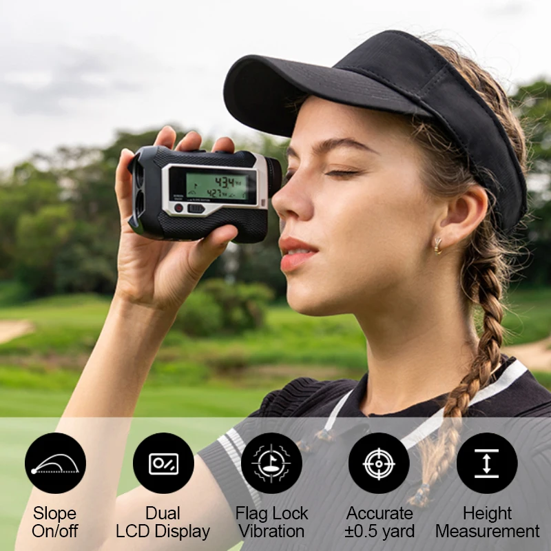 Golf Rangefinder 800M Double Dispaly Laser Measure Distance Meter Unit Switch M/Yd Rangefinder Flog Lock Vibration With Slope