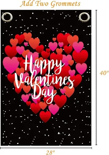 Valentine's Day Flag,28x40 Inch Heart Multicolored (Red, Pink) JJE DDI GGX