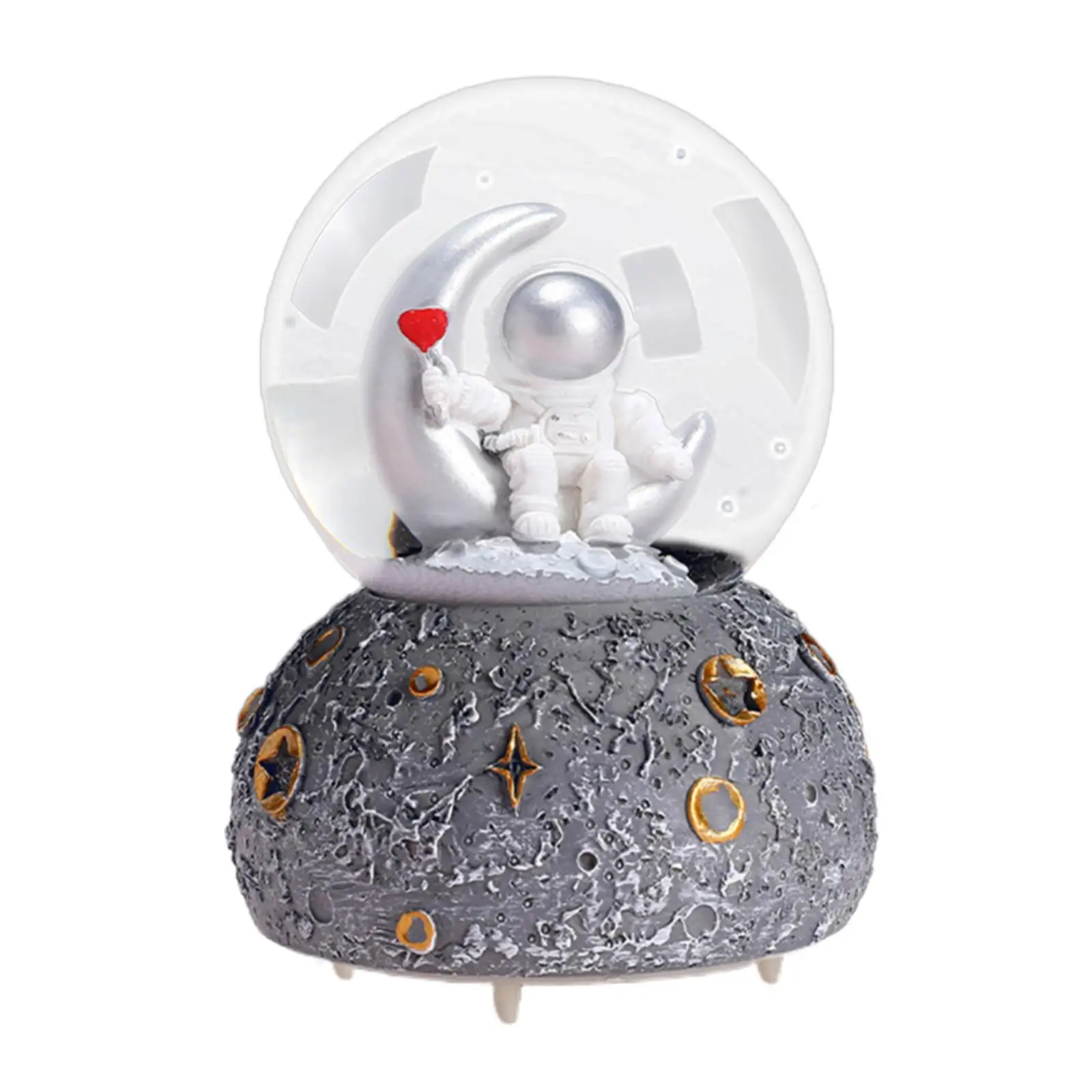 Luminous Astronaut Snowflake Music Box Resin Table Decoration Vivid Appearance for Desktop Kids