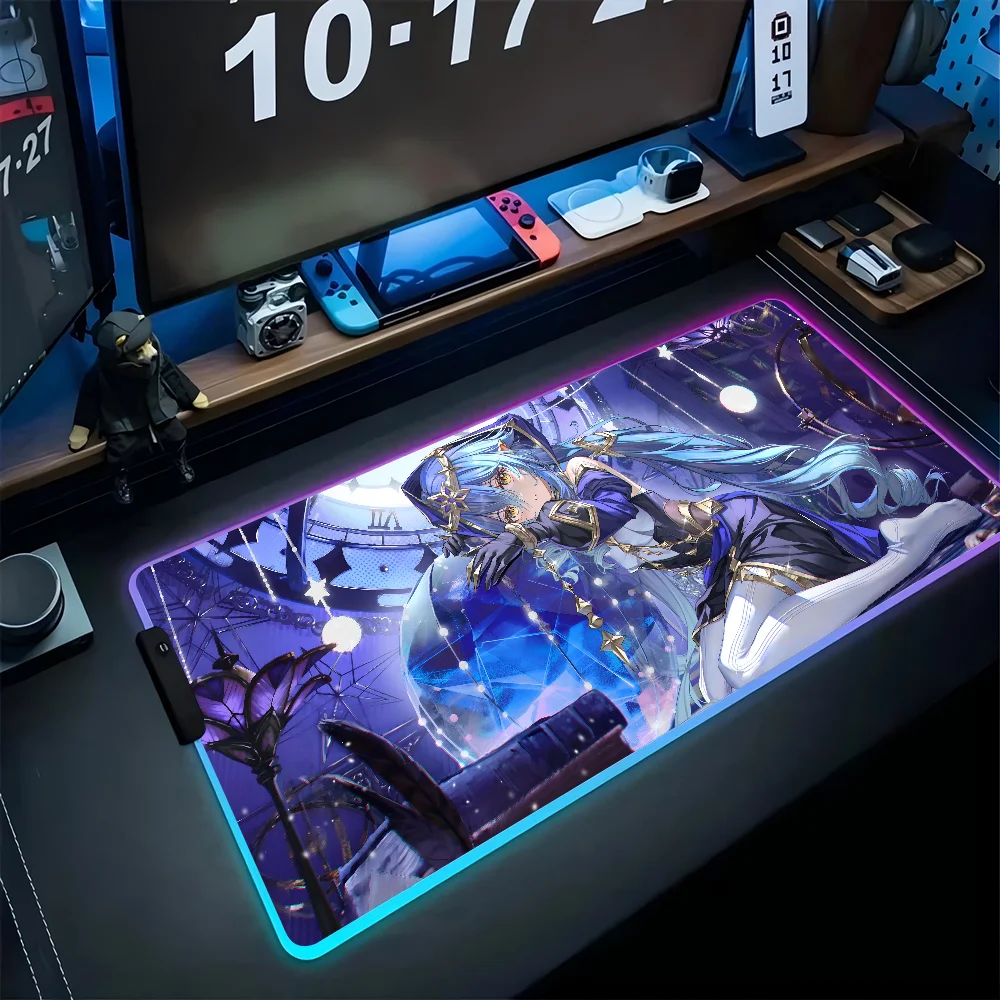 

Layla Genshin Impact Mousepad XXL RGB Gaming Mouse Pads HD Black Gamer Accessories Large LED