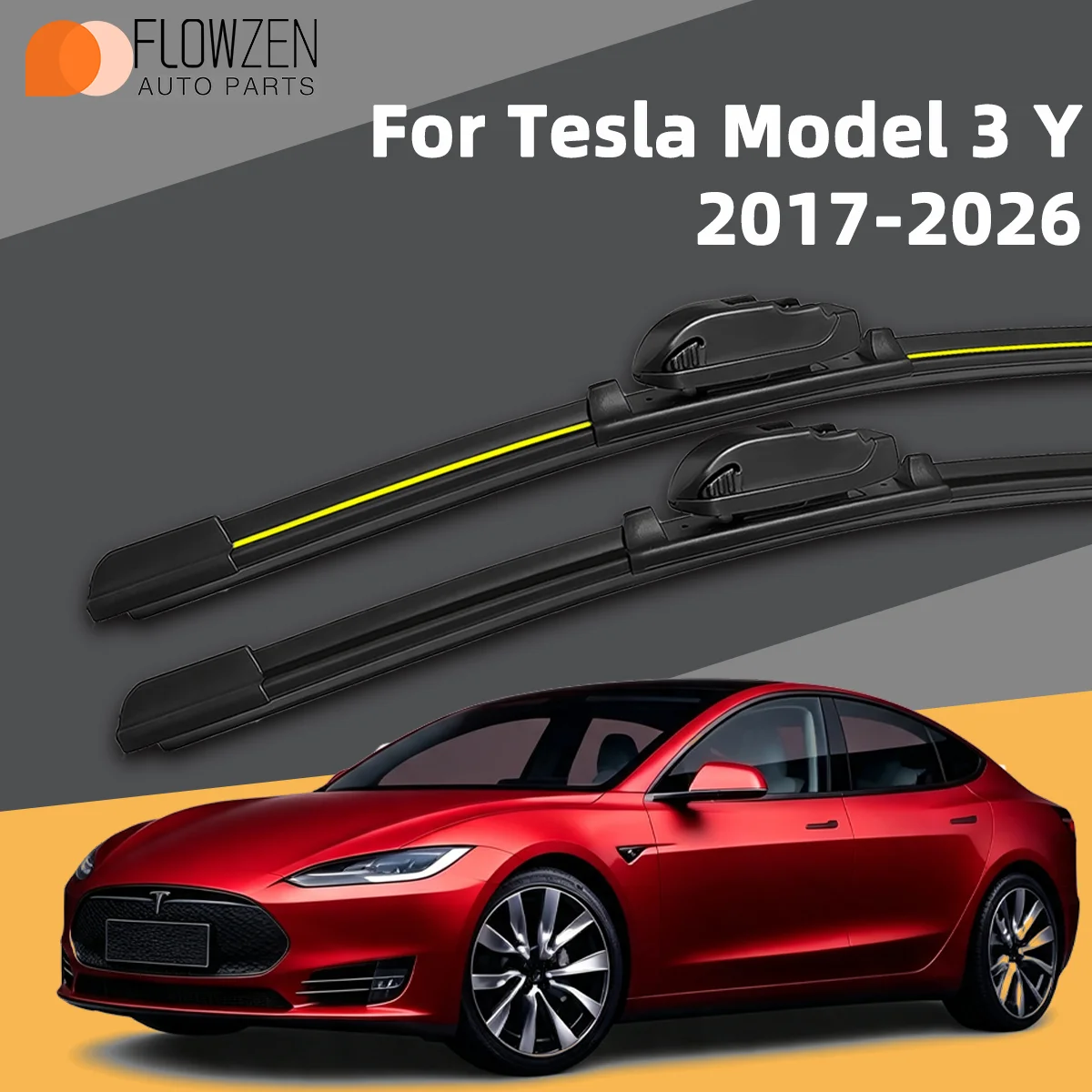 2 Stück Auto-Frontscheibenwischer Passend für Tesla Model 3 Y 2017-2026 Hochwertige Geräuscharme Scheibenwischer Autoteile
