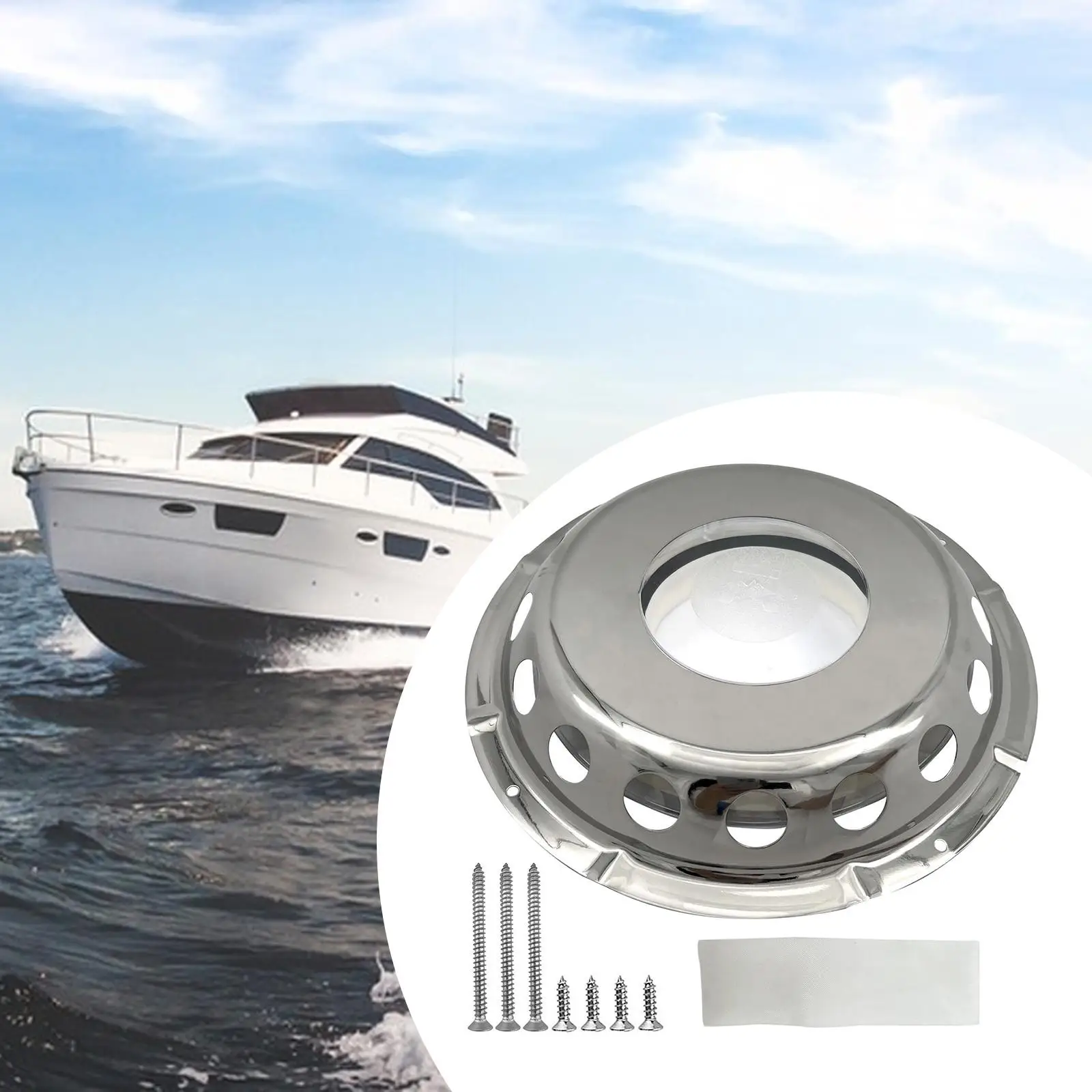 Marine Boat Vent with Mounting Screws Silver Round Marine Accessories Cabin Ventilation Plate for Kayaks Yachts Ships Boats