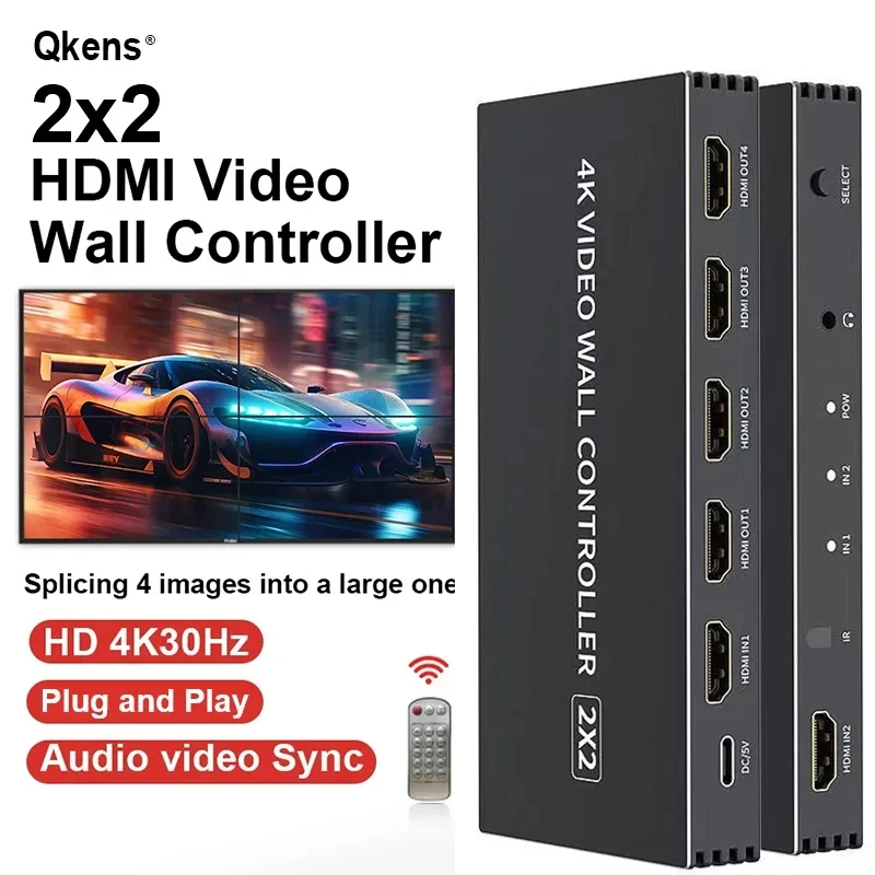 

4K HDMI Video Wall Controller TV Splicer 2X2 1x3 1x4 Video Wall Processor Multi Screen Splitter 1 in 4 Out Splicing 180° Rotate