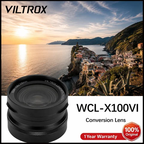 VILTROX WCL-X100 VI Wide Conversion Lens, 0.8X Wide Angle Auto Recognition Lens for Fujifilm X100VI X100V X100F Camera Black