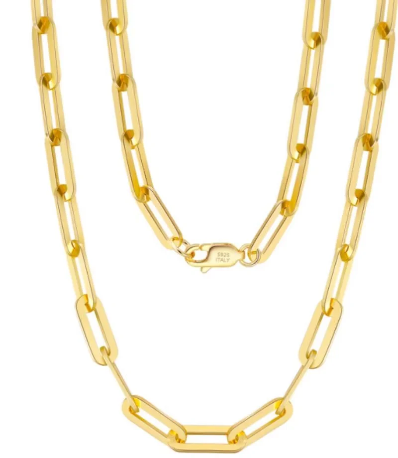 ORSA JUWELEN 9,3mm Größe Paperclip Link Kette Halskette 925 Sterling Silber 14k Gold Kette Mann Frau Halsketten Mode schmuck SC40