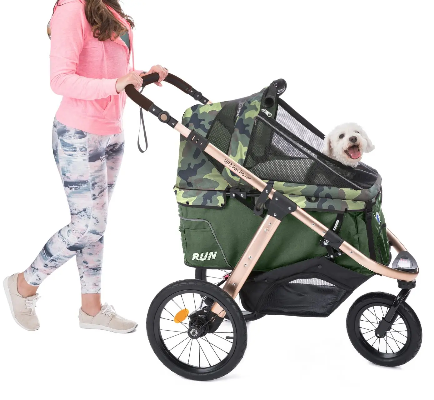 Pet Rover Run Performance Jogging Sports Stroller with Comfort Rubber Wheels/Zipper-Less Entry