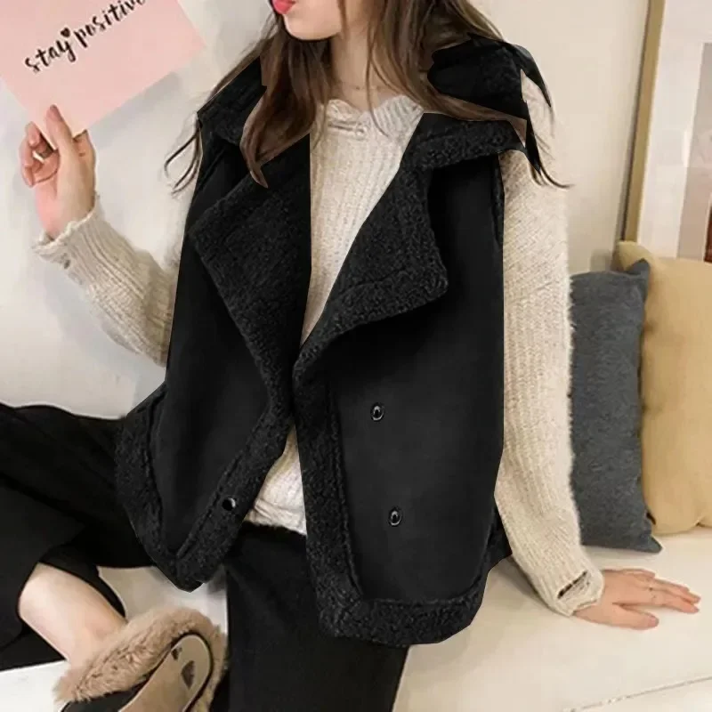 Lamb Wool Vest Women\'s Autumn and Winter New Loose Sleeveless Vest Waistcoat Suede One-piece Suede Vest Jacket