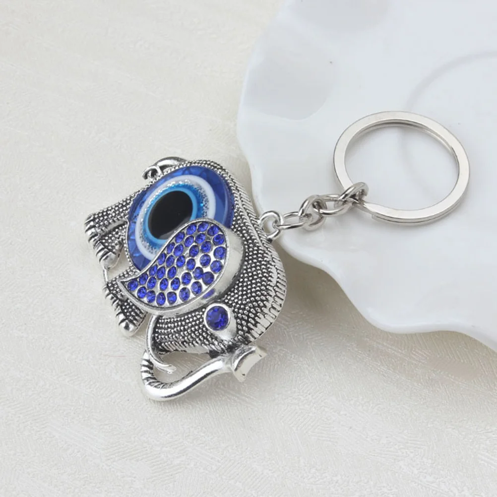 Simple Keychain Ring Blue Eyes Pendant Decorative Elephant Shaped Keyring Car Miss