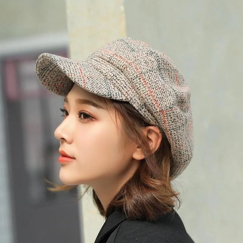 1pcs New Autumn Winter Wool Newsboy Cap Fashion Hat for Women Female Winter Cap Girl Visor Travel Beret Thick Vintage Warm Hats