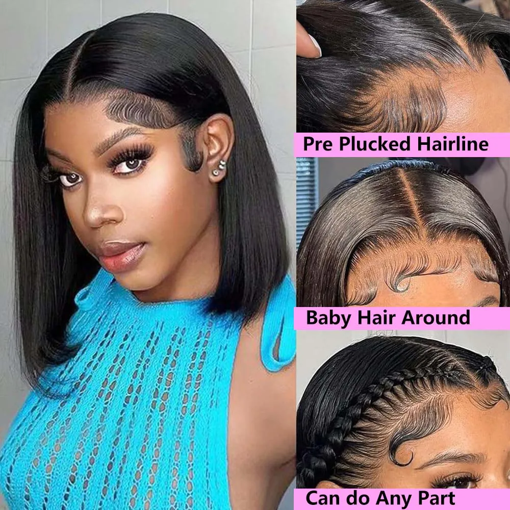 مستقيم قصير بوب 13x4 13x6 Hd الدانتيل الجبهة خصلات الشعر المستعار الإنسان 4x4 5x5 الدانتيل إغلاق شعر مستعار البرازيلي شعر مستعار أسود للنساء رخيصة للبيع