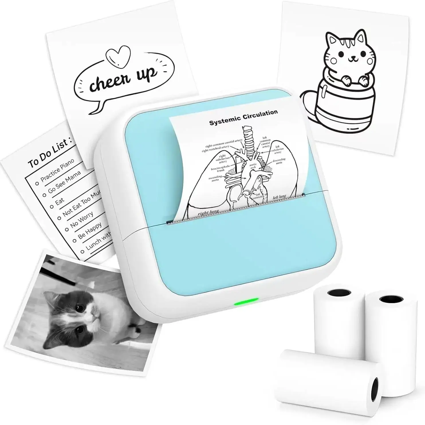 

Sticker Printer - Printpods Mini Printer with Stickers, Bluetooth Inkless Printer, Sticker Maker, for Notes, Journal, DIY, Kids