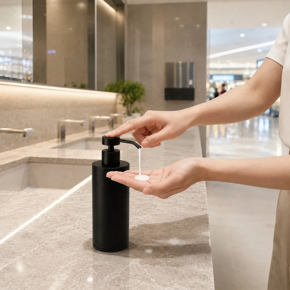 Matte Black 304 Stainless Steel Soap Dispenser Pump Bottle 300ml for Shower Shampoo Body Wash Liquid Hand Soap