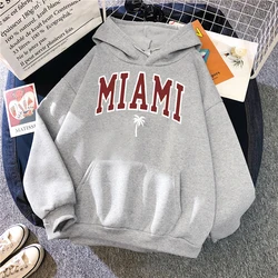 Miami U.S.A Print Women'S Hoodie Street Casual Oversize Hoody Hipster Loose Sweatshirt Hip Hop Fleece Womens Streetwear