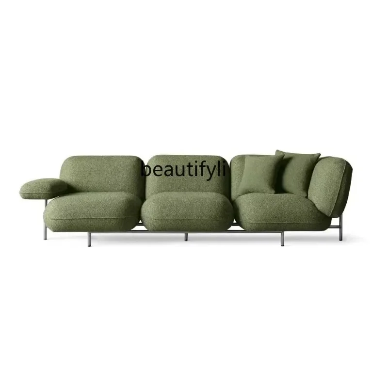 

x1Italian minimalist fabric sofa retro style modern stainless steel recliner reception three-person sofamultifunctional furnitur