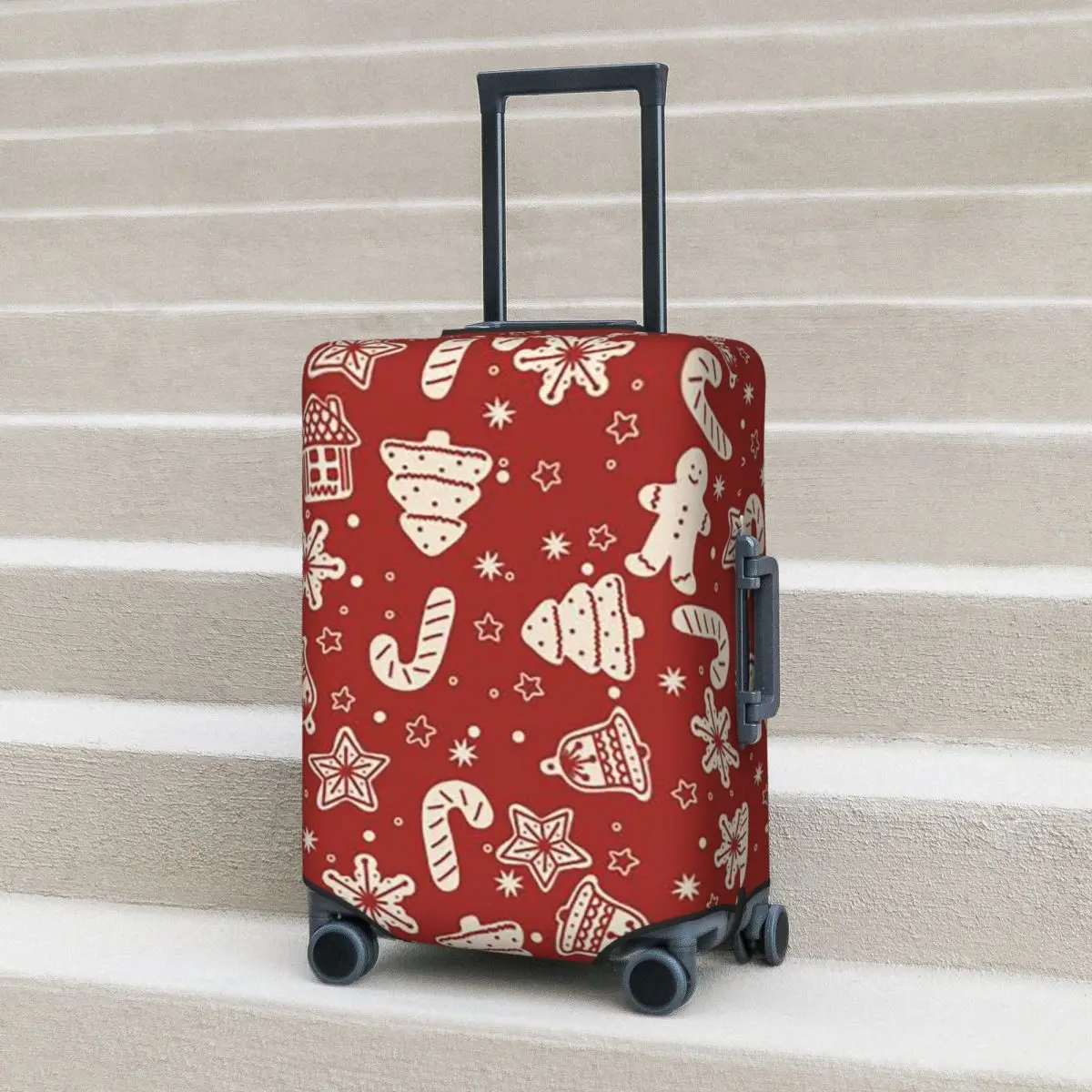 Selamat Natal & Selamat Liburan! Penutup Koper Pelindung Penutup Pelindung Bagasi Perjalanan Elastis untuk 18-32 Inci