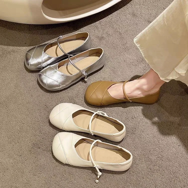 

New Women's Solid Color Simple Versatile Soft Sole Comfortable Mary Jane Shoes Spring Summer Casual Matching Skirt Flat Shoes