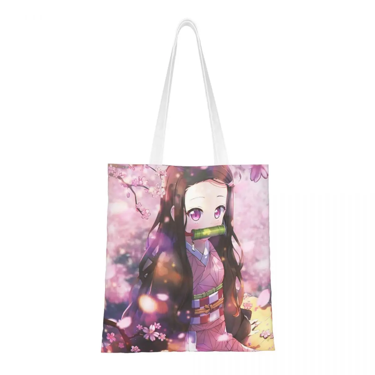 

Женские и мужские сумки-тоут Demon Slayer Nezuko Kamado, холщовая сумка для покупок для студенческих сумок