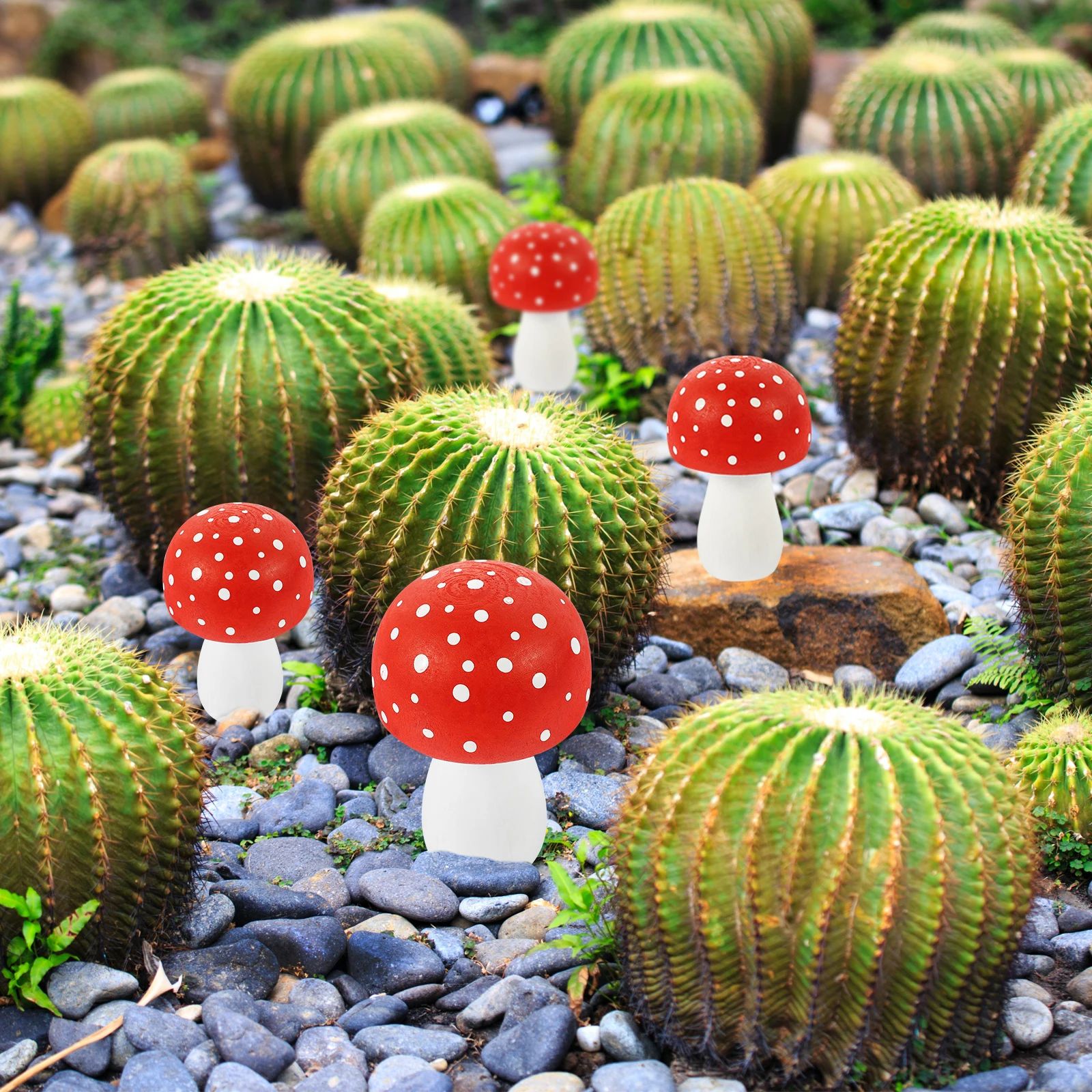

Wood Mushroom Statue Garden Micro Landscape Decoration Natural Smooth Polished Mini Gift For Kids Birthday Home Shelf