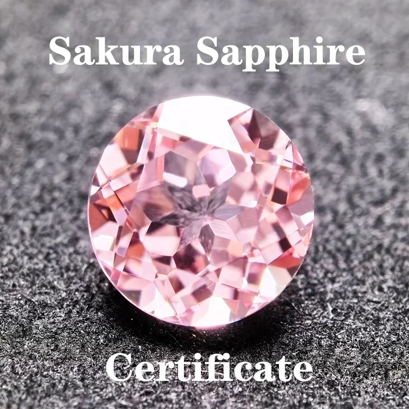 Round Shape Sakura Color Lab Grown Sapphire Extremely Charms Shiny Quality DIY Main Materials C