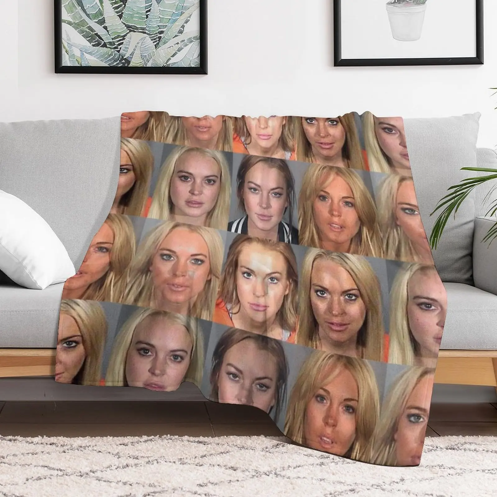 lindsay lohan mugshot Throw Blanket Ultra Soft Flannel Fleece Blanket for All Seasons