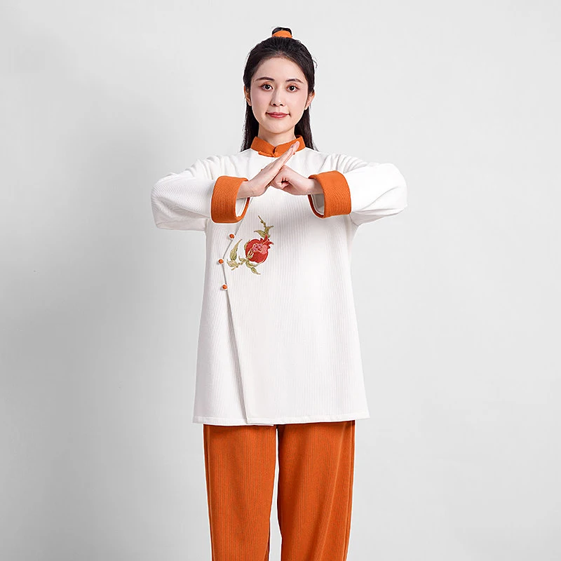 Women's Premium Winter Tai Chi Uniform - Solid Minimalist Wool Blend, Thick Martial Arts Outfit for Performance (Unisex)