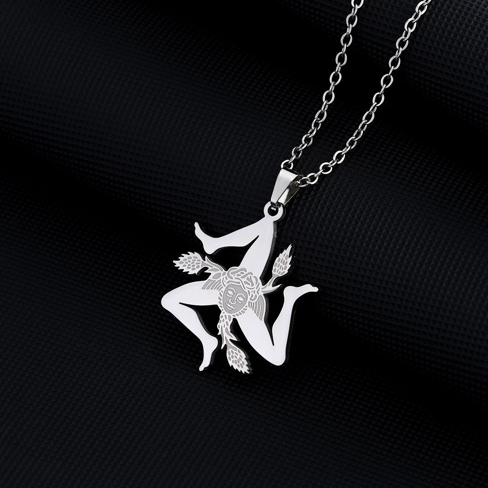 جديد إيطاليا صقلية العلم قلادة قلادة للنساء الرجال الذهب الفضة اللون الفولاذ المقاوم للصدأ الإيطالية صقلية مجوهرات الوطنية هدية #6